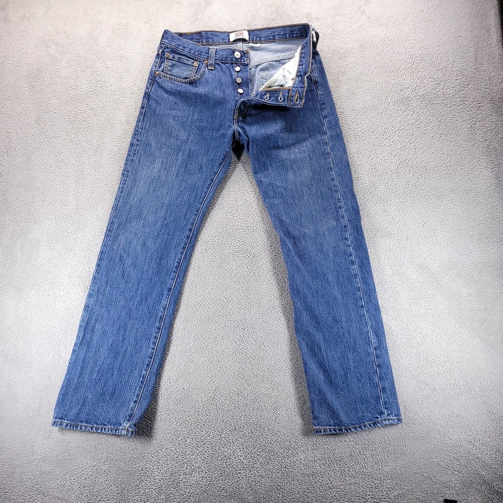 Levis 501 Jeans Mens 33x32 Blue Regular Straight Medium Wash Button Fly Y2K